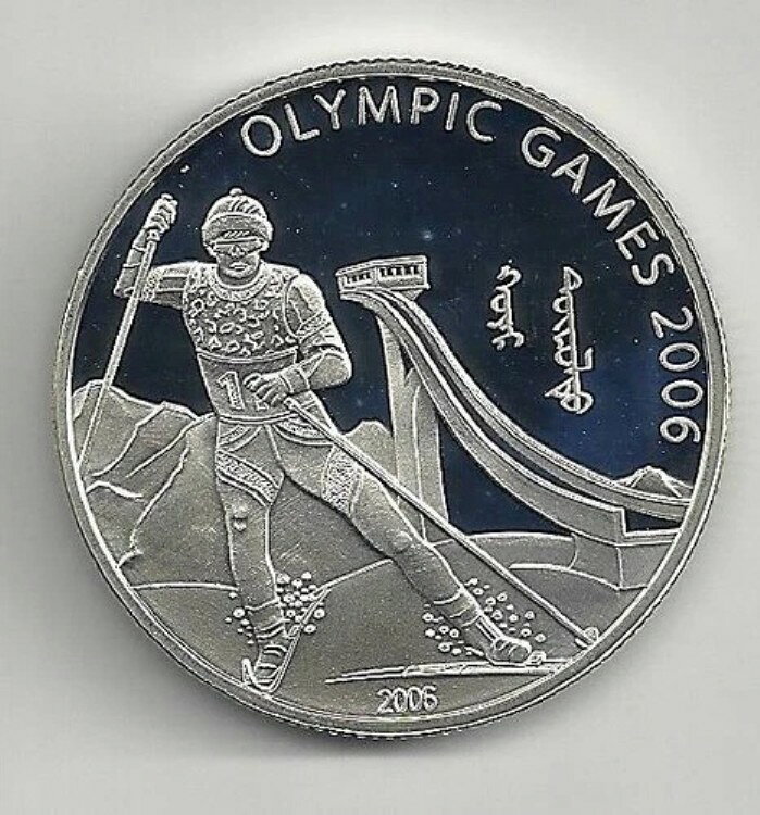 モンゴル 500T 2006年トリノオリンピック クロスカントリースキー PR 25gr シルバー/925