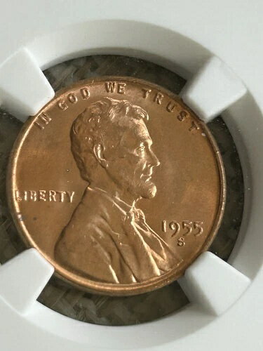 1955-S ????リンカーン セント 1C ジェムブリリアント アンサーキュレート MS66 RD レッド