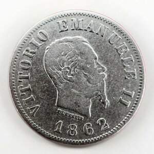 イタリア 50 Centesimi 1862 N 銀貨 - ヴィットーリオ・エマヌエーレ2世 - KM#4.3 2.33gr RN011