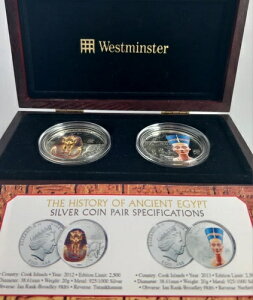 クック諸島産スターリングシルバー5ドル硬貨2枚 - 古代エジプトの歴史 - 正味重量40g