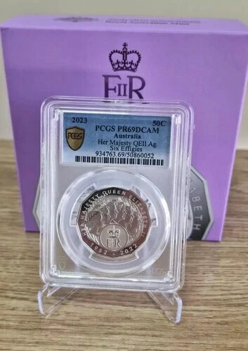 2023年 エリザベス・レジーナ ハー・マジェスティ QEII 銀貨 プルーフ 50セント PCGS PR69DCAM