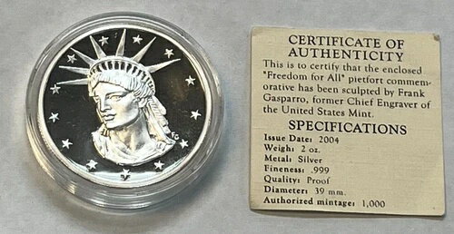 2004年 2オンス フリーダム・フォー・オール フランク・ガスパロ プルーフ シルバー ラウンド(3)