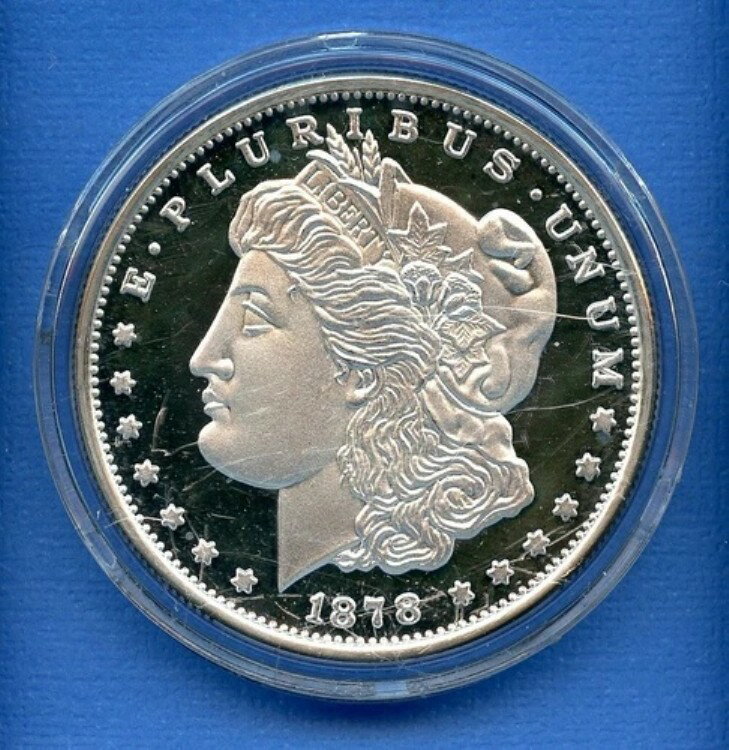 楽天WORLD RESOURCE【KING店】1878年製モルガン・ダラー・スタイル 2オンス .999 シルバー 1 7/8インチ ラウンド アクリルカプセル入り