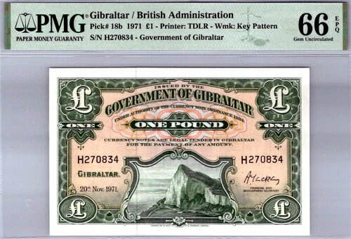 ジブラルタル 1ポンド 1971 PMG 66 EPQ GEM UNC ピック # 18b(3)