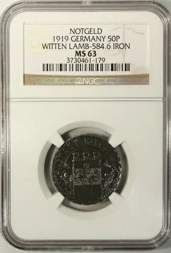 ドイツ 50 ペニッヒ 1919 NGC MS 63 UNC ヴィッテン市 ラム-584.6 鉄ノットゲルト