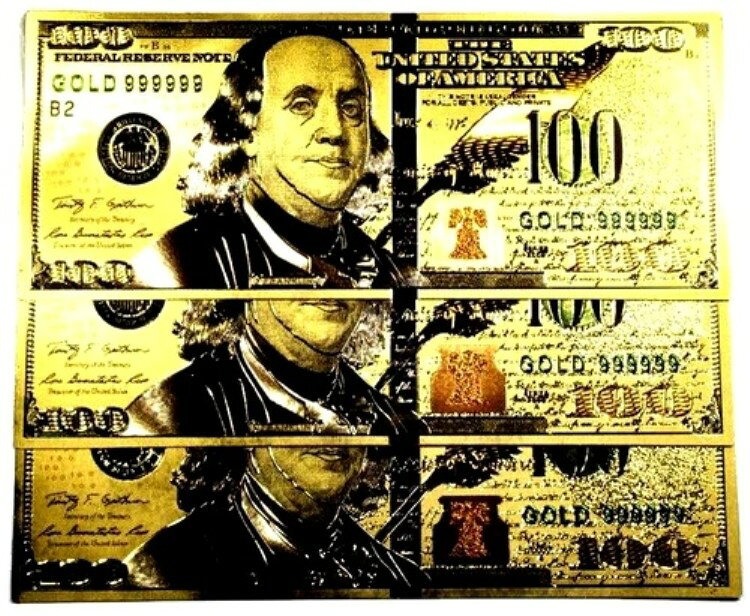 楽天WORLD RESOURCE【KING店】ロット X 100 ニュースタイル 999999 24K ゴールド 100 ドル紙幣 米国金紙幣