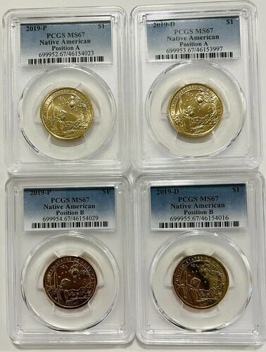 2019 P & D サカガウィア ネイティブアメリカン ドル ポジション A & B PCGS MS67 4 コインセット