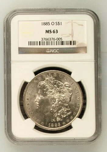 希少な美しい米国1885-O銀モルガンドル、ニューオーリンズNGC MS 63