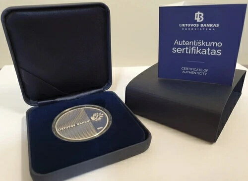 2022 リトアニア 20 ユーロ リトアニア銀行 100 周年記念銀貨!