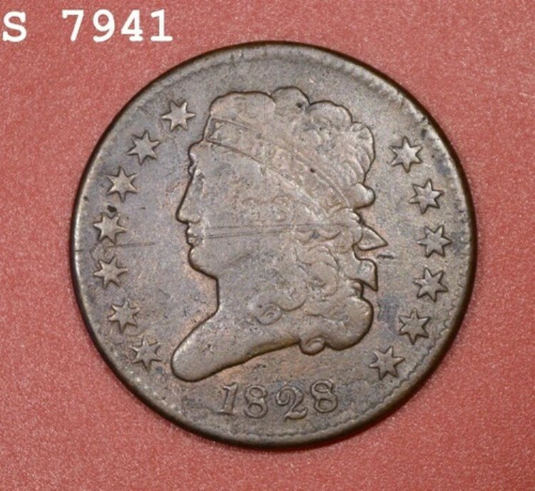 1828 クラシックヘッドハーフセント「VF」*1点目以降は送料無料*