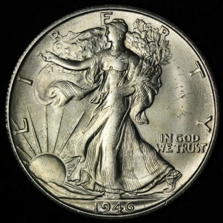 1946-S ウォーキング・リバティ シルバー ハーフドル GEM BU *未流通* MS E320 ZHN