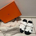 エルメス シプレ Hロゴ フラットサンダル ミュール パンプス シューズ レディース サイズ EU 35 ホワイト レア