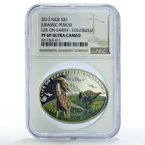 ニウエ 1ドル ジュラ紀 地球 恐竜 動物相 PF69 NGC 銀貨 2013年(3)