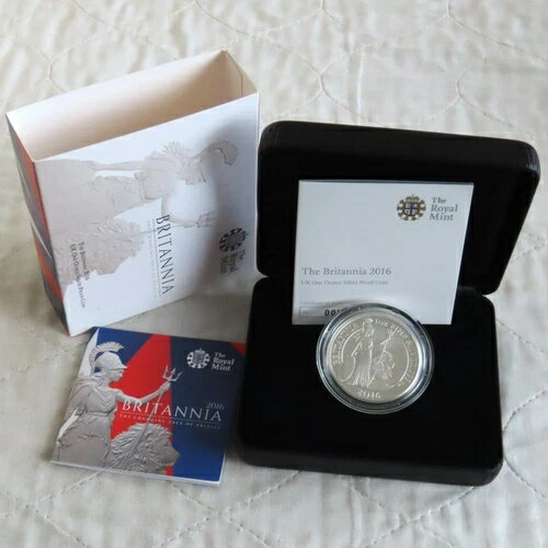 2016 シルバー プルーフ 2ポンド 1オンス ブリタニア ボックス入り/COA/アウター - 発行枚数 4,137枚