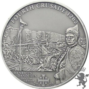 クック諸島 5ドル 第4回十字軍 ヴェネツィアのダンドロ船 銀貨 2010年