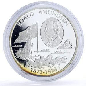 リベリア 10 ドル 探検家 ロアール・アムンセン 南極探検銀貨 2006 年