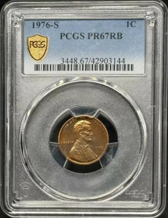 1975年 S リンカーン ウィート セント PCGS PR-67 RB レインボー トーニング