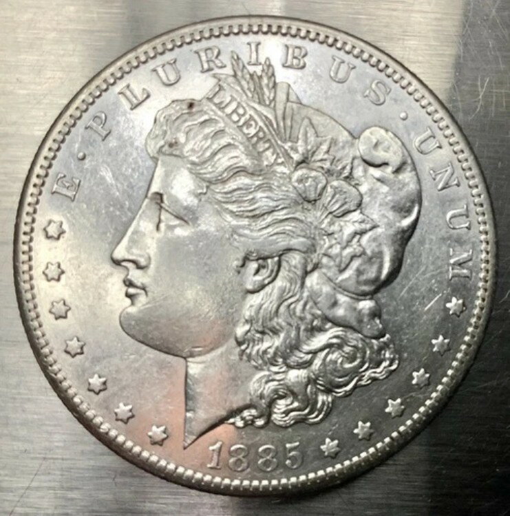 1885-S モルガン シルバー ダラー スライダー 未流通 詳細キー日付クリーニング済み