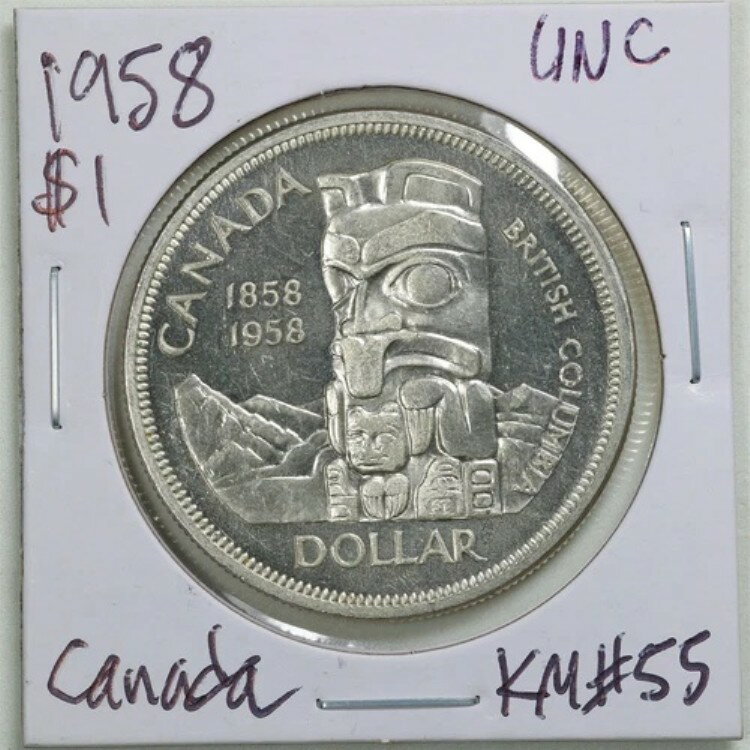 カナダ 1958年 1ドル銀貨 未使用品 #11359 KM#55