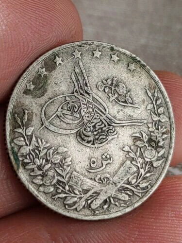 エジプト 5 キルシュ AH 1293/29 W KM#294 オスマン帝国 希少 600,000 鋳造銀貨 T104