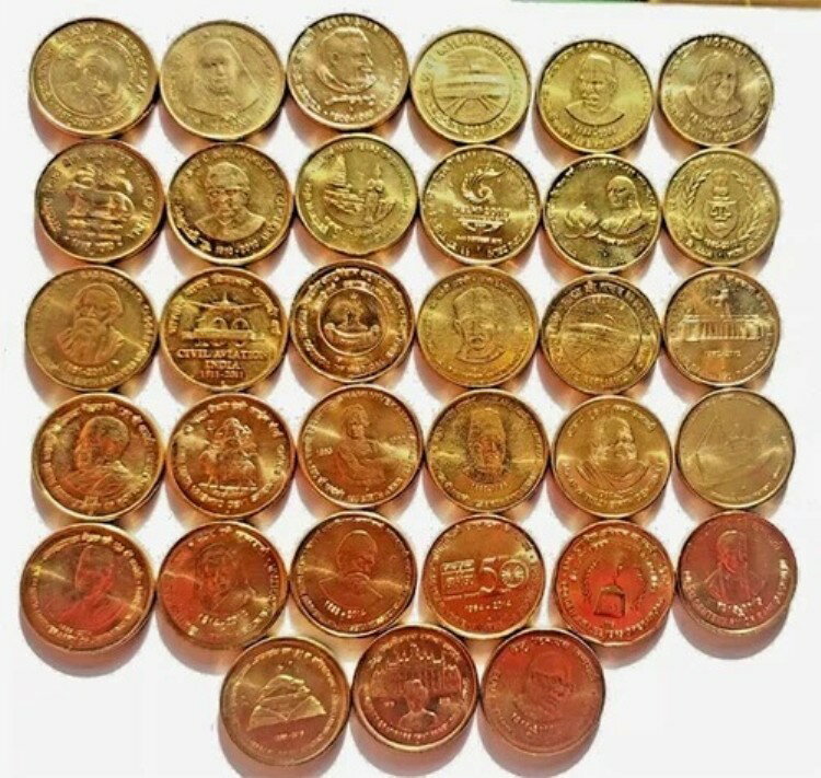 2009年から2015年 5rs UNC 33 真鍮インド共和国希少コインロット - 重量6グラム各#A