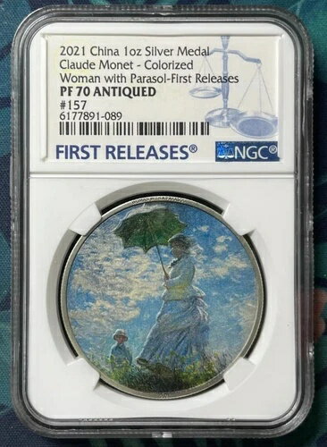 NGC PF70 2021 クロード・モネ「日傘をさす女性」マダム・モネ シルバーメダル 1オンス