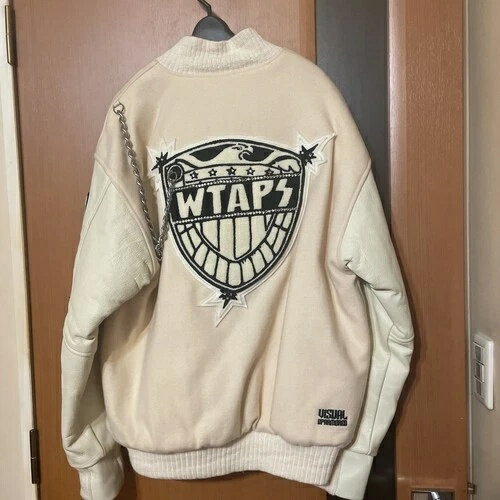 超レア アーカイブ Wタップス 01A Wレザーメルトンチェーンジャッジスタジアムジャケット ダブル
