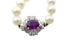 希少プラチナパープルサファイア1.53カラットダイヤモンドクラスプ&養殖真珠ネックレス