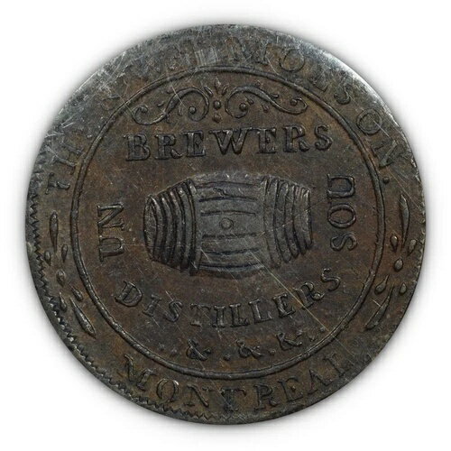 1837 年下カナダ モルソン トークン BR-562、LC-16A1、ICCS XF-45 2 レター ホルダー 素敵!