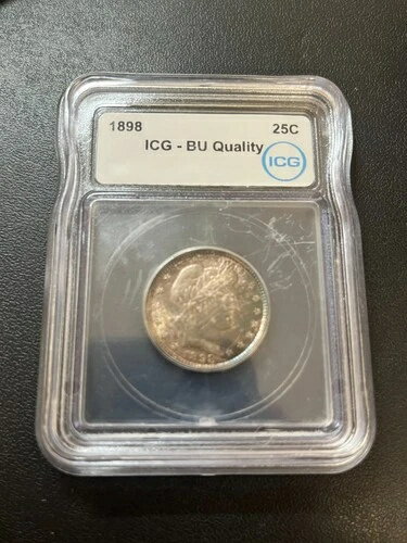 1898年 バーバークォーター ICG BU品質 - 未流通 - カラー - 認定スラブ - 25C