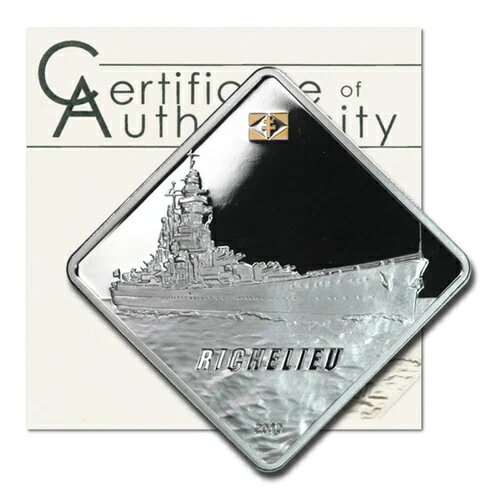 パラオ フランス戦艦リシュリュー 10ドル 2010年 2オンス プルーフ シルバー クラウン COA