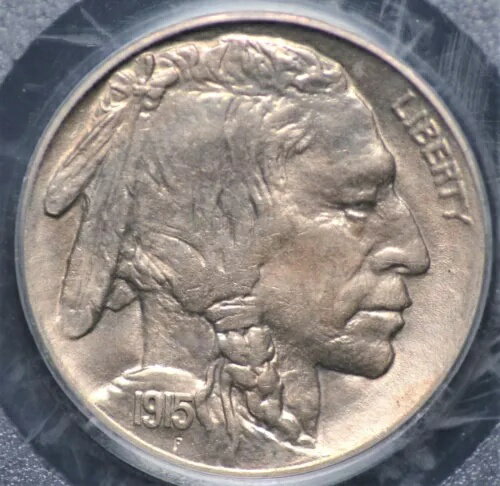 1915年 バッファローニッケル PCGS MS 64 鮮明で強い打痕、淡い色の美しい淡い緑青(3)