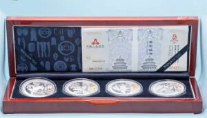 中国 4枚セット 10元 2008年 オリンピック プルーフ 銀貨 銀貨箱 貨幣学