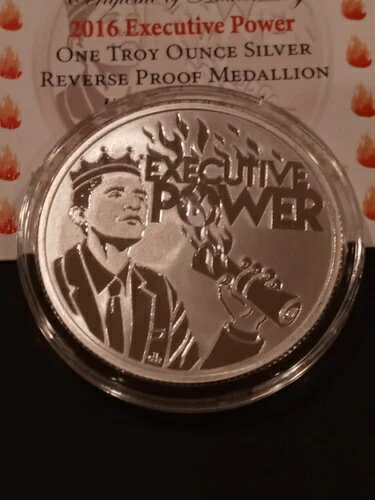 1オンス シルバー プルーフ -エグゼクティブ パワー- オバマの 7 つの罪 #7 -COA&ボックス シルバー シールド