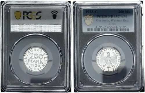 ワイマール レップ.200 マーク 1923 G J-304 PR65CAM プルーフ 119880(3)