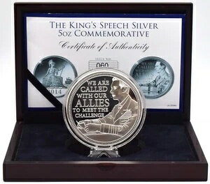 コイン シルバー プルーフ 英国王のスピーチ記念 5オンス 2014年 ボックス COA
