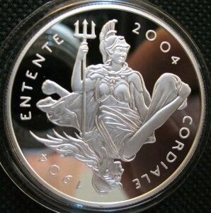 イギリス 5ポンド 2004年 ピエフォール銀貨 プルーフ 英仏協商 COA