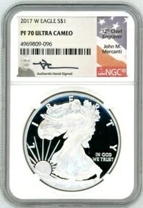 2017 W $1 1オンス プルーフ シルバー イーグル PR70 NGC ジョン・マーカンティ