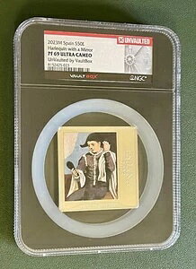 2023M スペイン ピカソ ハーレクイン 鏡付き PF69 UC シルバー 50ユーロコイン 金庫