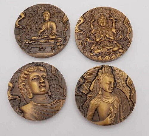 中国上海造幣局 中国石窟遺産 仏像 真鍮メダル 60mm