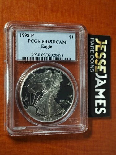 1998年 Pプルーフ シルバーイーグル PCGS PR69 DCAM クラシックブルーラベル(3)