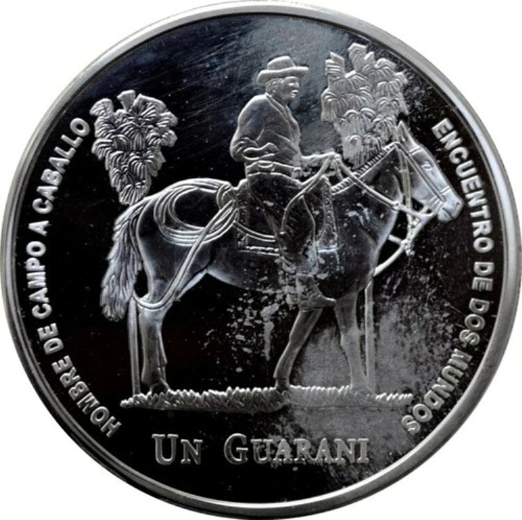 パラグアイ 1 グアラニ 2000、PROOF、「IV イベロ アメリカ - 馬に乗った男」銀
