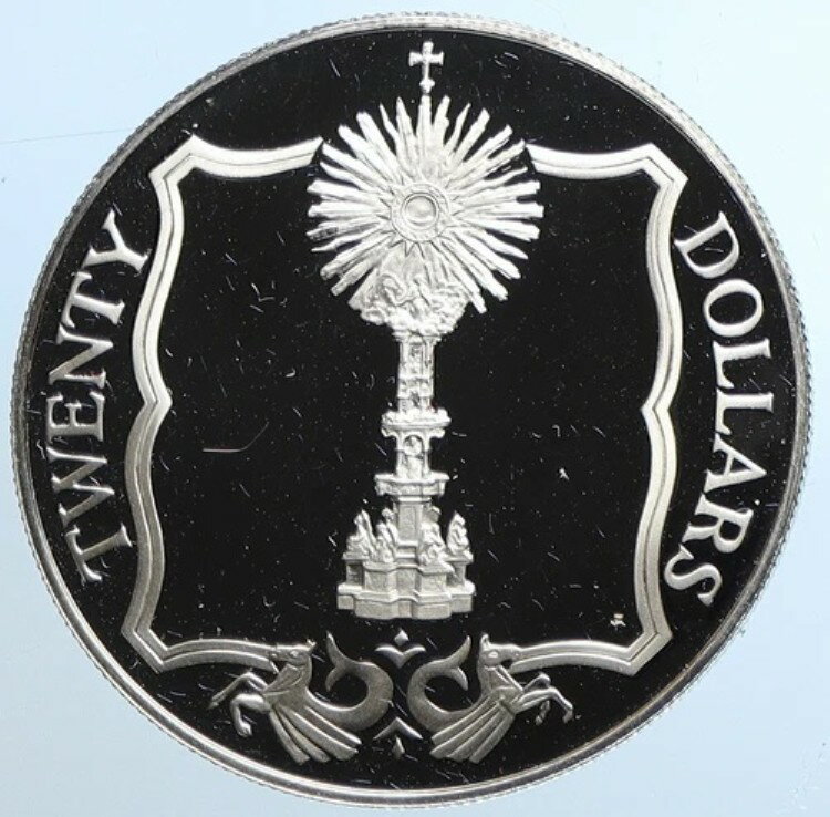 1985年 イギリス領ヴァージン諸島 宝物 聖体顕示台 プルーフ銀貨 20ドル i109764