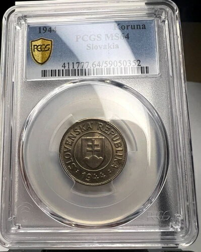 1944年スロバキア・コルナ、KM# 6、キーデート、トップポップファイネストノウン、PCGS MS 64