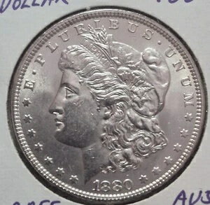 1880年 P モルガン ダラー AU+ - ほぼ未使用、BREE