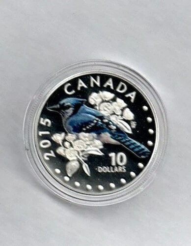 2015年 10ドル 純銀貨 - カナダのカラフルな鳴鳥：アオカケス