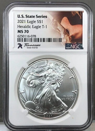2021 タイプ1 アメリカンシルバーイーグル ~ NGC MS70 ~ 米国州シリーズ テネシー