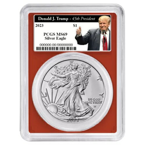 2023年 1ドル アメリカン シルバー イーグル PCGS MS69 トランプ第45代大統領ラベル レッドフレーム