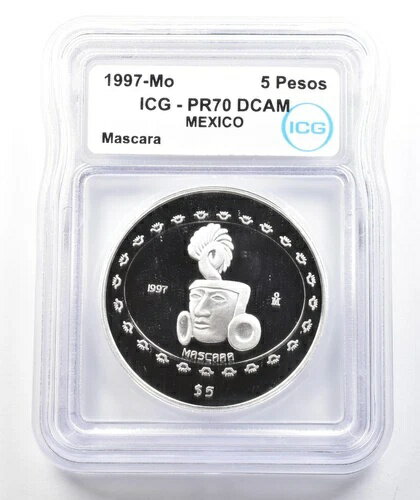 1997 Mo メキシコ 5 ペソ シルバー マスカラ 1 オンス PR70 DCAM ICG *9879