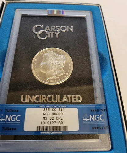 $1 1885-CC モルガン シルバー ダラー GSA BU ボックス & 証明書 カーソン シティ NGC MS62 DPL!!